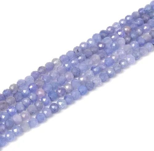 Miniatura 13 de Cuentas redondas facetadas de aguamarina natural de 4mm cuentas sueltas de 16 pulgadas para hacer joyas con cuentas