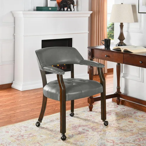 Miniatura 8 de Silla de comedor con ruedas, sillas de capitán con rodillos, juegos de dinette, sillas de póquer con ruedas, mesa de cocina, sillas rodantes, silla