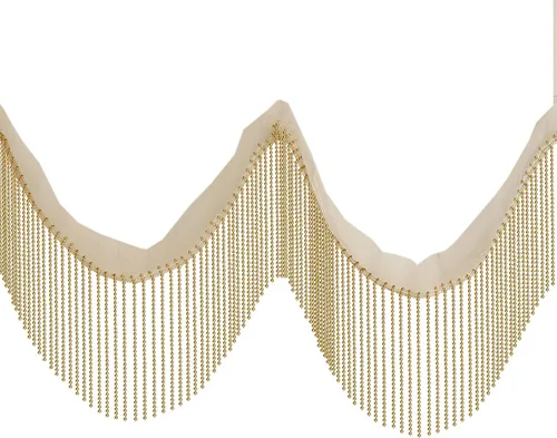 Miniatura 2 de 1 yarda de aleación de oro con flecos de costura con cuentas de encaje, cadena de borla para accesorios de ropa y decoración de manualidades (dorado)