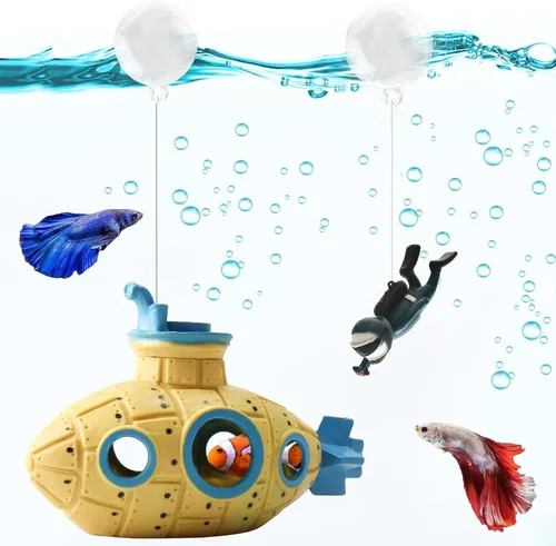 Miniatura 6 de Paquete de 2 Decoraciones Lindas de Buceador Pequeño para Acuario, Decoración de Acuario, Accesorios Flotantes para Acuario, Juguete para Peces