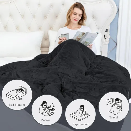 Miniatura 6 de CHOSHOME Manta de forro polar Sherpa - Manta gruesa y cálida para invierno, manta de felpa suave y mullida para cama, sofá y viajes