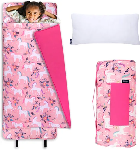 Wildkin Alfombrilla para Siesta Infantil Original – Cómoda Alfombrilla para Dormir con Almohada, Ideal para Escuela y Viajes Unicornios mágicos