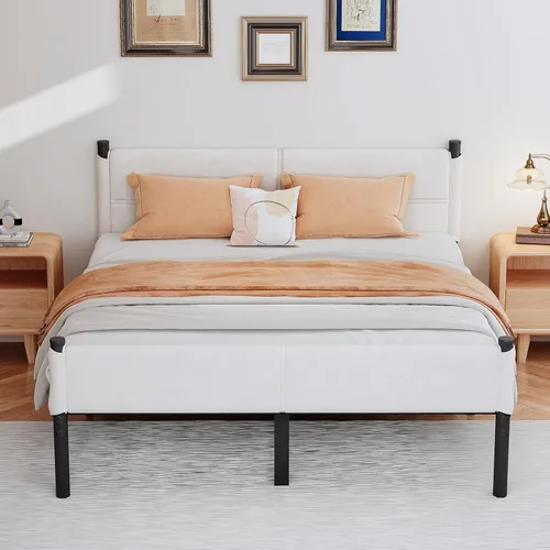 Miniatura 15 de Base de cama metálica, base de cama tamaño individual de 14 pulgadas con espacio de almacenamiento, base de colchón resistente y de trabajo pesado