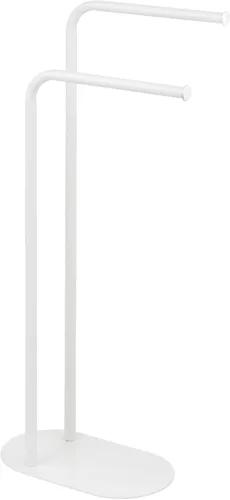 Miniatura 7 de mDesign Toallero alto independiente de acero inoxidable – 2 niveles minimalistas soportes de pedestal para cocina y baño – Estantes para baño