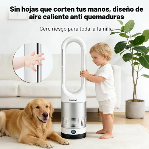 Miniatura 7 de Ventilador de torre sin aspas de 22 pulgadas, oscilación de 80°, temporizador de 9 horas, 10 velocidades, control táctil remoto, fácil de limpiar