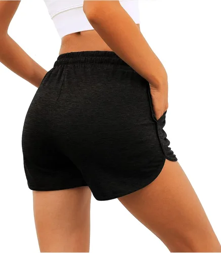 Miniatura 4 de Aloodor - Pantalones cortos deportivos para mujer con bolsillos y cordón