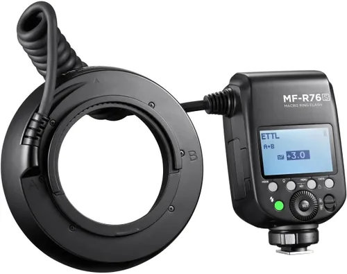 Miniatura 6 de Flashpoint MF-R76 TTL Macro Ring Flash para cámara Sony, ajuste de potencia, tiempo de reciclaje de 0.1-1s, anillo macro flash de 76 W alimentado