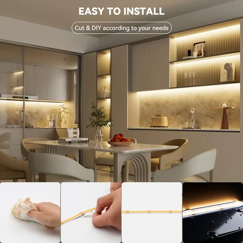 Miniatura 5 de PAUTIX COB - Tira de luz LED IP65, impermeable, 32.8 pies, 5040 LED, blanco cálido, 3000 K, cinta LED CRI90+ flexible de alto lumen, súper