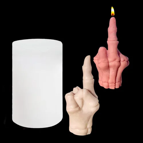 Miniatura 20 de Molde de silicona grande en forma de mano 3D, molde de vela gestual de 6.7 pulgadas, molde de fundición de resina en forma de dedo medio 1:1