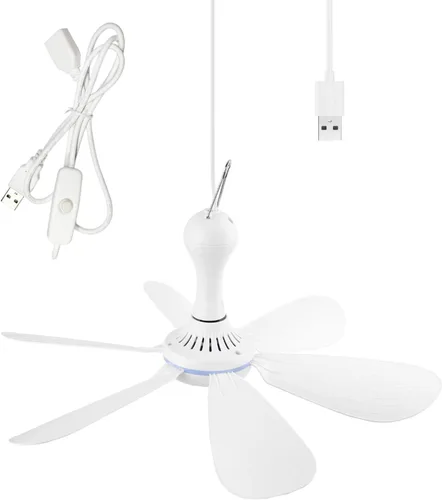 Miniatura 7 de Ventilador de techo portátil alimentado por USB con dosel, con interruptor de temporizador de velocidad, ventilador de techo USB DC pequeño