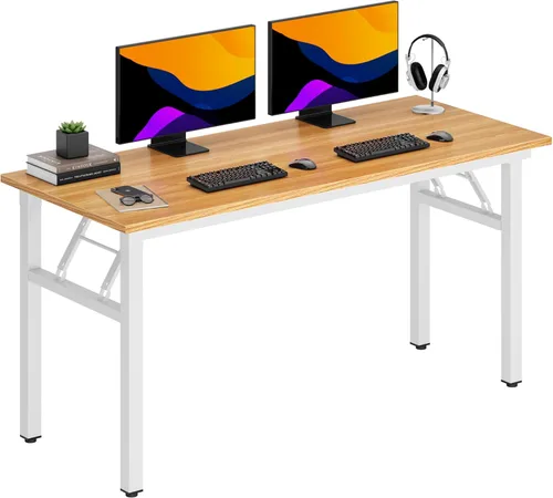 Miniatura 14 de DlandHome - Mesa plegable para computadora de 47 pulgadas, escritorio portátil, mesa de actividades, mesa de conferencias, escritorio de oficina