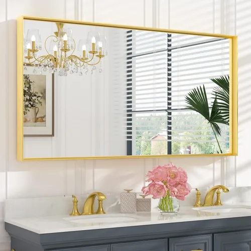 Miniatura 18 de Keonjinn - Espejo rectangular con marco negro para baño de 40 x 30 pulgadas, espejo de pared para sobre el lavabo, espejos de tocador de metal