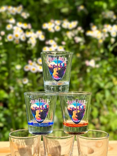 Miniatura 2 de Nashville Tennessee Music City Souvenir - Vaso de chupito redondo de 1.5 onzas (azul)