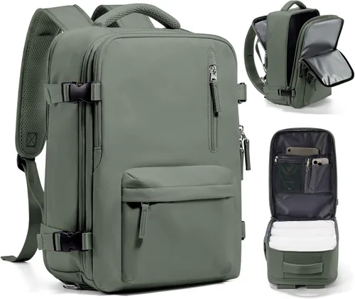 Miniatura 42 de WONHOX - Mochila grande, aprobada para vuelo, unisex, para viajes, trabajo, negocios o laptop, a1-Negro, Medium