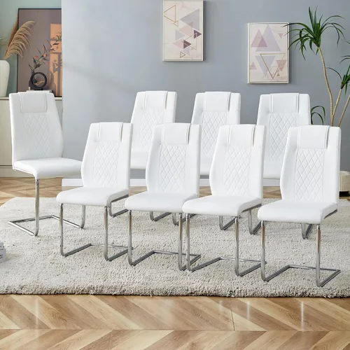 Miniatura 18 de Sillas De Comedor - Juego de 4 sillas de comedor modernas para cocina, con asiento tapizado de piel sintética, patas de metal con respaldo alto