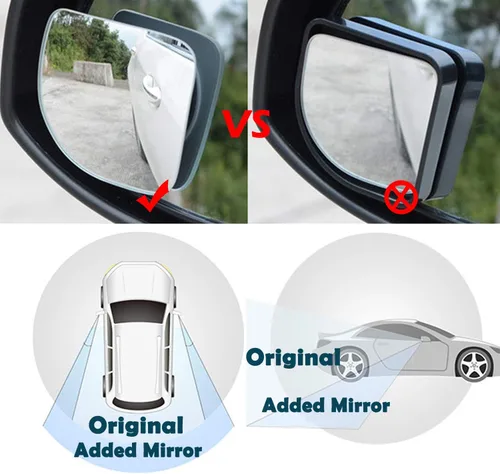 Miniatura 8 de Ampper Espejo de Punto Ciego en Forma de Abanico, Vidrio HD sin Marco Adhesivo Ajustable Convexo de Gran Angular Retrovisor Espejo para Automóvil