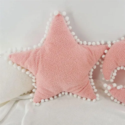 Miniatura 4 de JIANEEXSQ Creative Star Pillow Home - Cojín decorativo de felpa con estrella blanca (rosa)