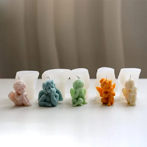 Miniatura 7 de Moldes de silicona para velas de ángel de varios estilos, moldes de silicona para velas de ángel bebé, molde de silicona para decoración