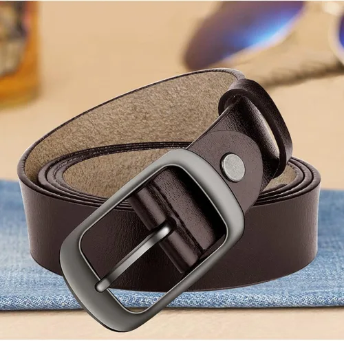Miniatura 8 de Paquete de 2 Cinturón para mujer, cuero de vaca de moda con hebilla de pin para pantalones de mezclilla