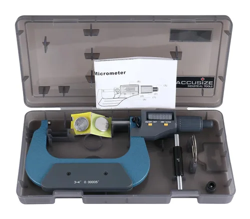Miniatura 10 de Accusize Industrial Tools 0-1''/0.000-0.984 in por 0.00005''/0.000 in 2 clave electrónica digital exterior micrómetro, métrico/imperial, Md71-0001