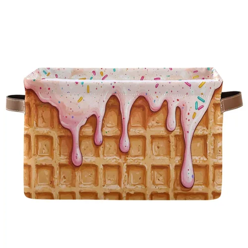 Miniatura 42 de Emelivor ABC - Contenedor de almacenamiento plegable con asa rectangular impermeable ABC Dinosaurios cesta para almacenamiento cubo organizador