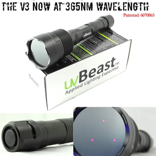 Miniatura 2 de uvBeast Nueva linterna UV de luz negra V3 de 365 nm – Alta definición ultravioleta – Alta potencia y largo alcance de grado profesional de haz mejor