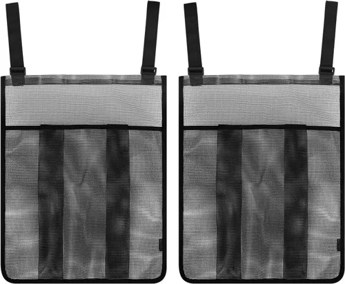 Bolsa de 2 piezas para zapatos de trampolín, bolsa de malla de almacenamiento de trampolín negro con 2 correas de gancho y bucle, soporte para