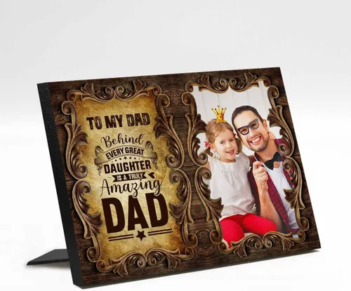 Miniatura 26 de InterestPrint Panel de fotos personalizado para papá y nombre para exhibición de mesa Daddy to Us You're the World, marco de fotos personalizado