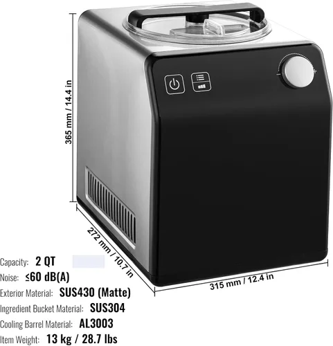 Miniatura 7 de VEVOR Máquina Automática Vertical de Helados con Compresor Incorporado, 1 Cuarto de Galón Sin Pre-congelación Fabricadora de Gelato y Máquina