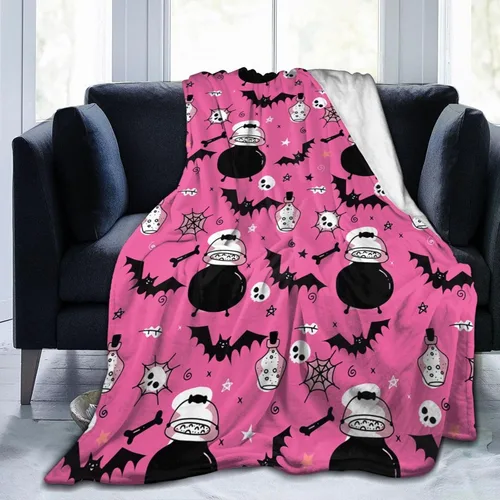 Miniatura 9 de Manta de Halloween de franela de forro polar suave, ligera, acogedora, cálida y linda, manta de felpa linda, manta para sala de estar, decoración