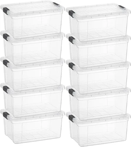 Miniatura 16 de Superio Contenedor de plástico transparente de 7.4 cuartos con tapa, no tóxico, sin BPA, sin olor, caja de almacenamiento organizadora, recipiente