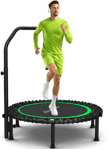 ANCHEER Rebounder Trampolín de 40 pulgadas/48 pulgadas con mango ajustable de 4 niveles, máximo 400-450 libras, trampolín de fitness resistente,