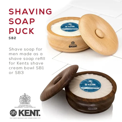 Miniatura 3 de Kent SB2 - Jabón de afeitar para hombre, repuesto de jabón para afeitar, uso con cepillo de afeitar para hombres. Jabón de peluquería de lujo hecho
