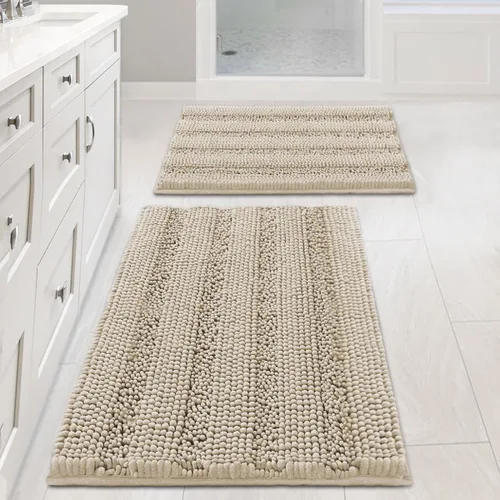 Miniatura 51 de H.VERSAILTEX - Alfombras de baño, juego de 2 piezas, alfombra de contorno para baño, juego de alfombras para inodoro, alfombra antideslizante