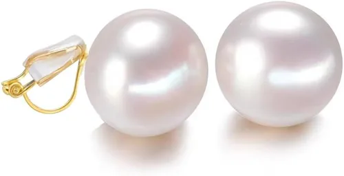 Miniatura 12 de Pendientes de Clip de Perla para Mujer, Pendientes de Clip Colgante para Mujer, Pendientes de Perla Blanca Imitación Chapados en Oro, Pendientes