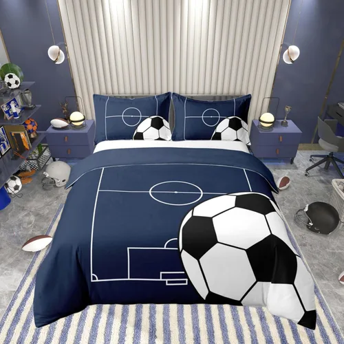 Miniatura 16 de 100% Algodón Natural Acuarela Juego de Ropa de Cama con Diseño Marino para Niños y Niñas, Juego de Cama con Estrella de Mar y Caracol Azul, Juego