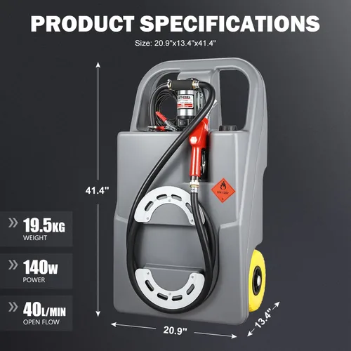 Miniatura 2 de DNA MOTORING Tanque de combustible portátil Caddy 26 galones 100L 12V Unidad de transferencia diesel para coches, camiones, cortacéspedes, ATV
