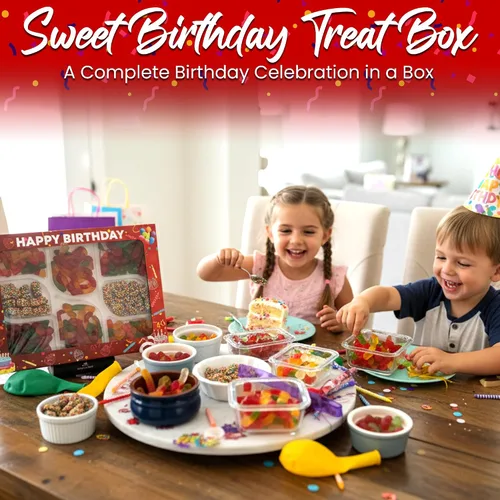 Miniatura 5 de Bandeja de dulces de oso de gomita de feliz cumpleaños, 1.75 libras. - Tabla de caramelos de gomitas con osos de goma, gusanos, cerezas y gomitas