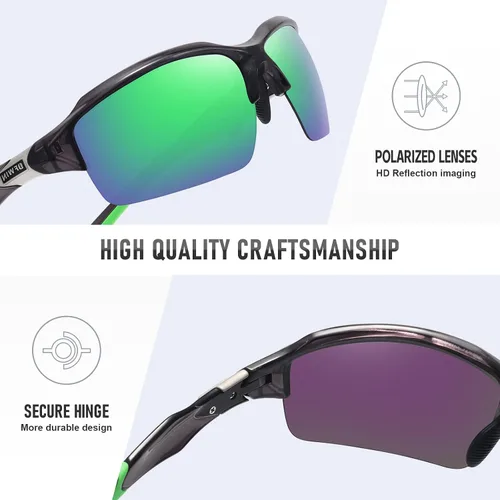 Miniatura 5 de Gafas de sol deportivas polarizadas para hombres y mujeres, envolventes alrededor de medio marco, ciclismo, pesca, ciclismo, correr, gafas de sol