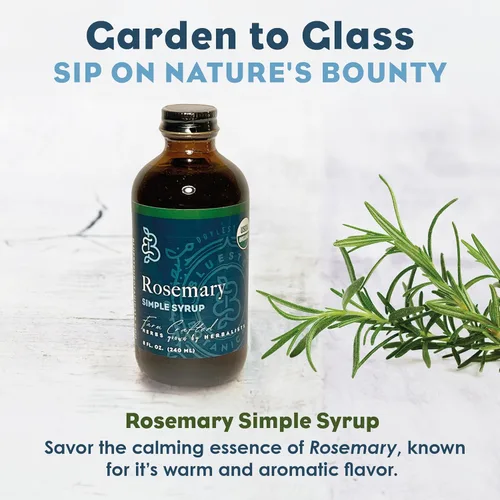 Miniatura 8 de Bluestem Botanicals Jarabe simple de romero orgánico, 8 onzas, mezclador de cóctel y cola sin alcohol para bebidas, sin alcohol