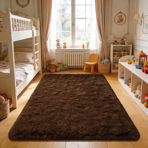 Miniatura 11 de Przemy - Alfombra mullida para dormitorio y sala de estar, alfombra de 4 x 6 pies, beige, alfombra de pelo largo suave y esponjosa, alfombra