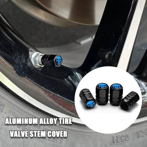 Miniatura 3 de BEYPOVK Paquete de 4 tapas universales para válvulas de neumáticos, a prueba de polvo, para autos, camiones, SUV, bicicletas y motocicletas (azul)