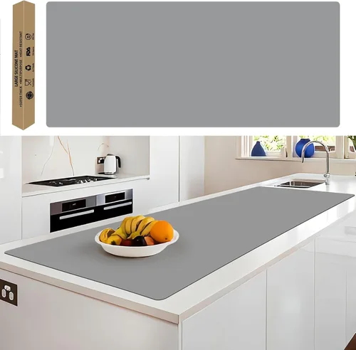 Miniatura 9 de Tapete de silicona súper grande, 120 x 24 pulgadas, tapete de silicona para encimera de cocina, tapete antideslizante resistente al calor, tapete