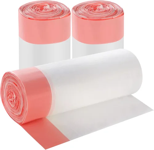 Miniatura 12 de 6 rollos de bolsas de basura pequeñas con cordón, bolsas de basura pequeñas con cordón grueso de 4 galones para cocina, baño, dormitorio, hogar, 120