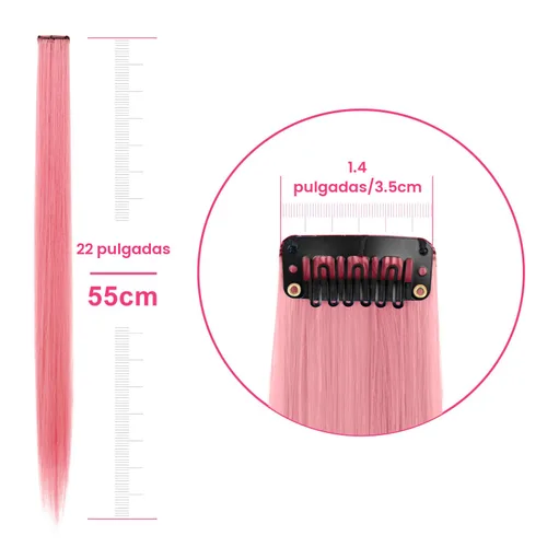 Miniatura 5 de Extensiones de cabello sintético de 22 pulgadas, extensiones de cabello sintético largo y lacio con clip, extensiones de cabello sintético para Negro
