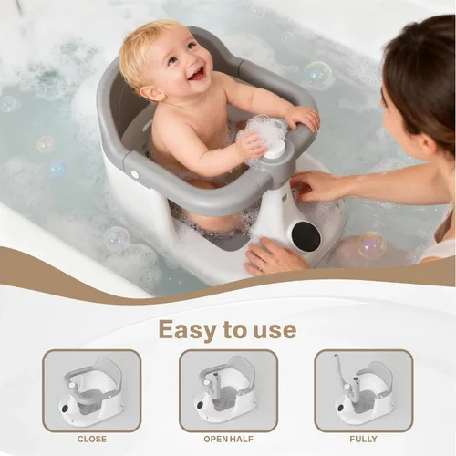 Miniatura 2 de Asiento de baño para bebés de 6 meses en adelante, silla de bañera ajustable con diseño envolvente y sensor de temperatura, base antideslizante de 4
