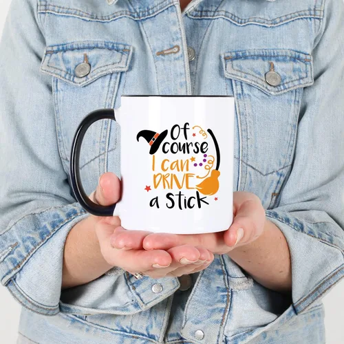 Miniatura 4 de Casitika Regalos de bruja. Taza de bruja con temática de Halloween. Por supuesto que puedo conducir un palo de 11 oz taza de juego de palabras