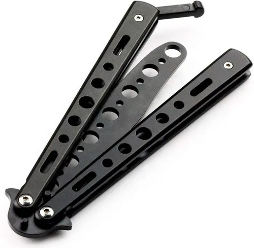 Miniatura 6 de Cuchillo de mariposa, paquete de 2 cuchillos de práctica de entrenamiento de artes marciales espadas de acero de metal plegable cuchillo