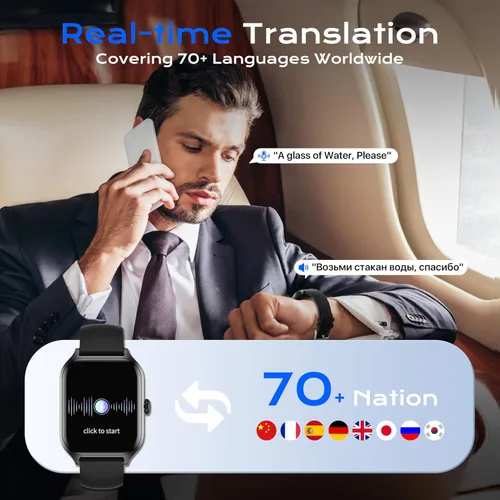 Miniatura 2 de ChatGPT - Reloj inteligente de traducción AI, pantalla AMOLED, reloj de fitness, relojes para hombres y mujeres, aleación de titanio IP68