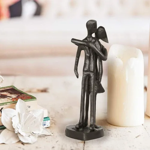 Miniatura 3 de DreamsEden Escultura de pareja, estatua de abrazo de hierro fundido hecha a mano, regalo de boda para el sexto aniversario para él y ella